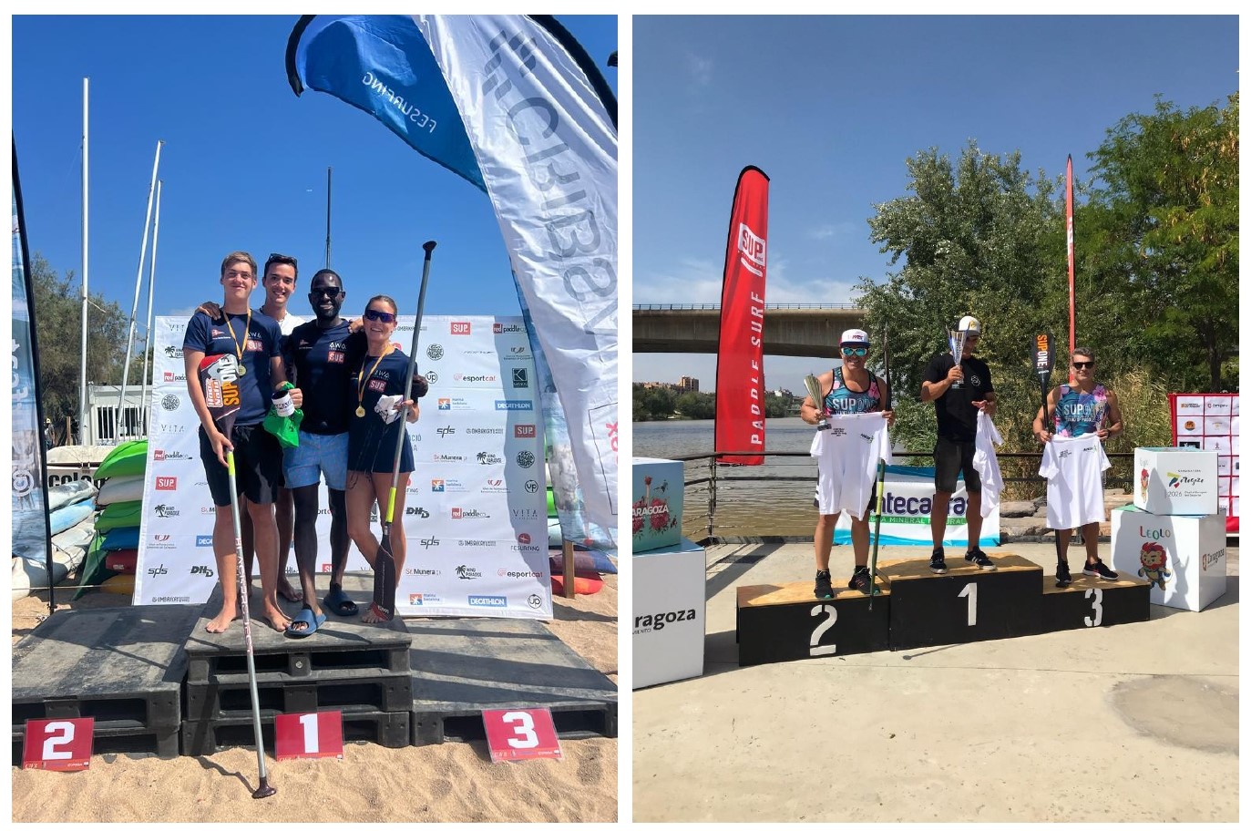 Podis de l’equip de paddle-surf del CV Blanes a la VI Sup Race Badalona i a la Copa d’Espanya (Saragossa).