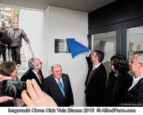 El conseller de Territori i Sostenibilitat, Santi Vila, inaugura les noves instal·lacions del CVB, acompanyat de l'alcalde de Blanes, Josep Marigó, i el president del Club, Amadeu Nualart. - 1